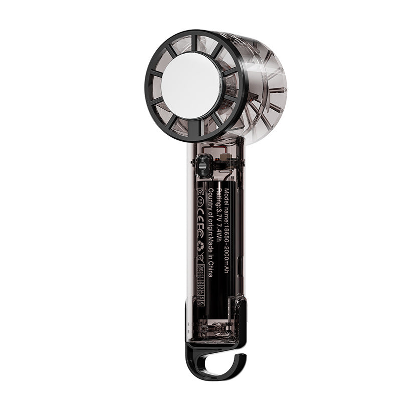 transparent cooling handheld fan for home office desktop usb fan outdoor portable hiking buckle fan