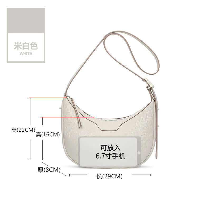 Cross-border Korean version of fashion crescent bag, leather underarm bag, women's 2025 new simple and versatile single shoulder messenger bag, small