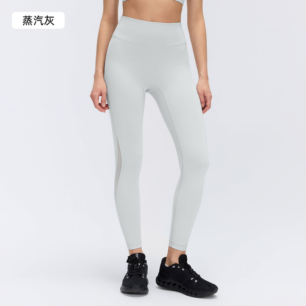 High-waisted butt-lifting leggings for women, mesh panel, breathable running & fitness training pants, barely-there yoga pants d26062
