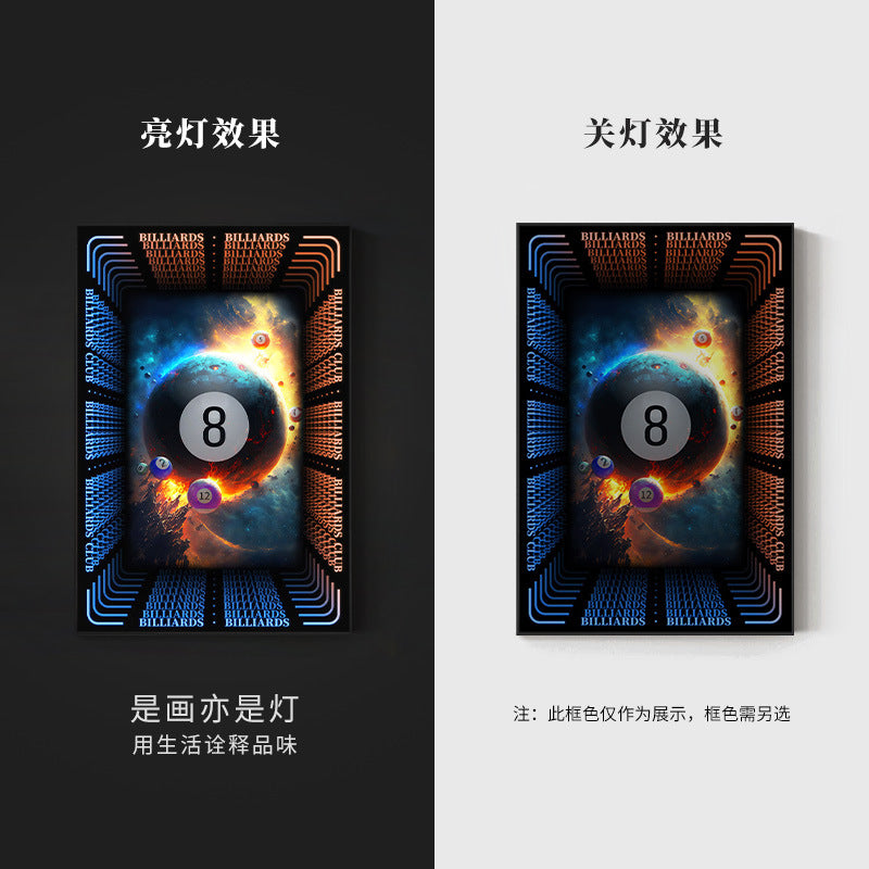 Trend billiard room luminous decorative painting imitation abyss mirror cyberpunk astronaut hanging painting billiard hall luminous lamp painting