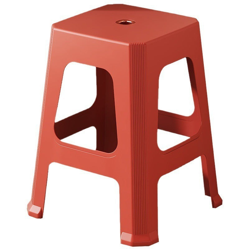 Red plastic stool extra thick living room cooked rubber adult high stool durable non-slip casual dining table thickened stacking dining chair
