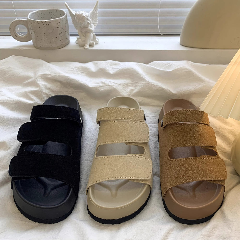 Thick sole birkenstock sandals women's outwear 2026 spring summer new open toe roman sandals easiest for match skirt half slippers