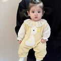 Baby princess clothes, small monthly age, spring outing clothes, western style baby girl autumn clothes, lace lace collar, romper