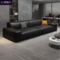 Italian accessible luxury big black cow sofa living room luxury genuine leather sofa tofu block straight cat claw belt spring sofa