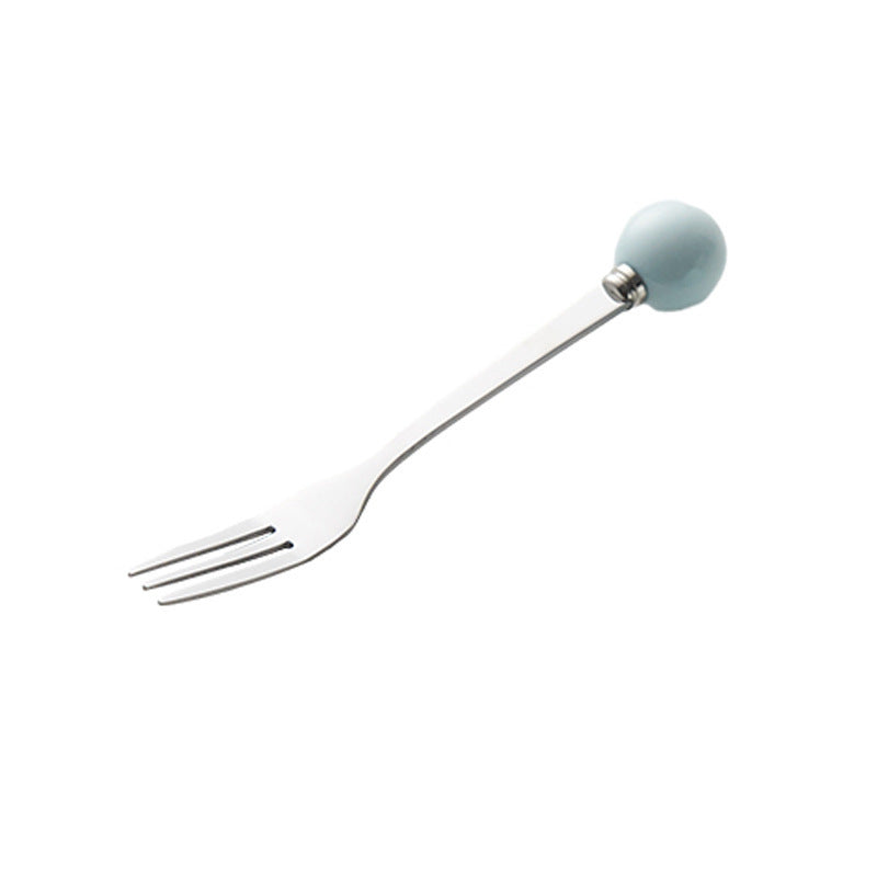 Cream style ceramic fruit fork light luxury set high appearance stainless steel fruit pick home decoration storage tube wholesale