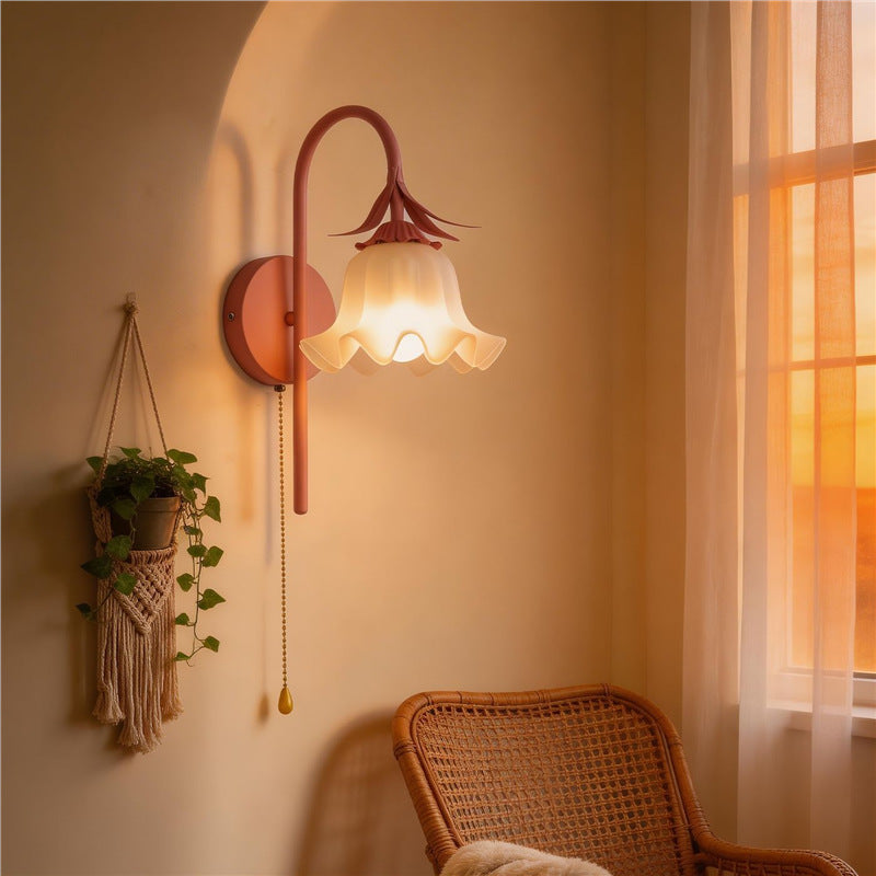 Rattan flower wall lamp nordic french cream lamp bright daily hook light aisle decorative wall lamp