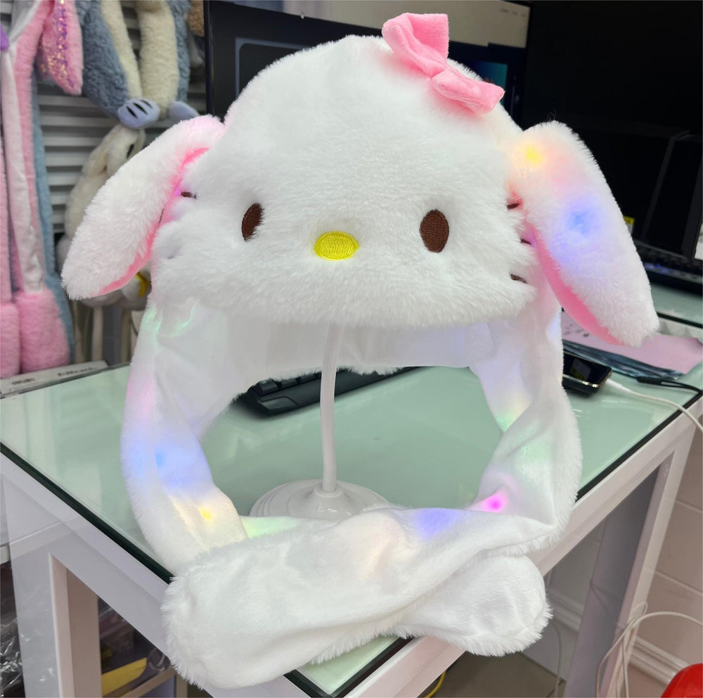 popular airbag that can move when pinching the ears, cartoon rabbit hat, various wholesale luminous children's toys, family hats