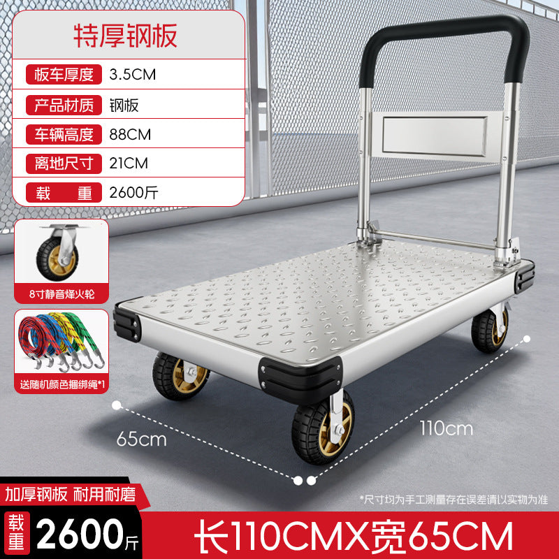 Small trolley for carrying goods, lightweight trolley, foldable express flatbed trailer, small trolley, for homemovablefoldable