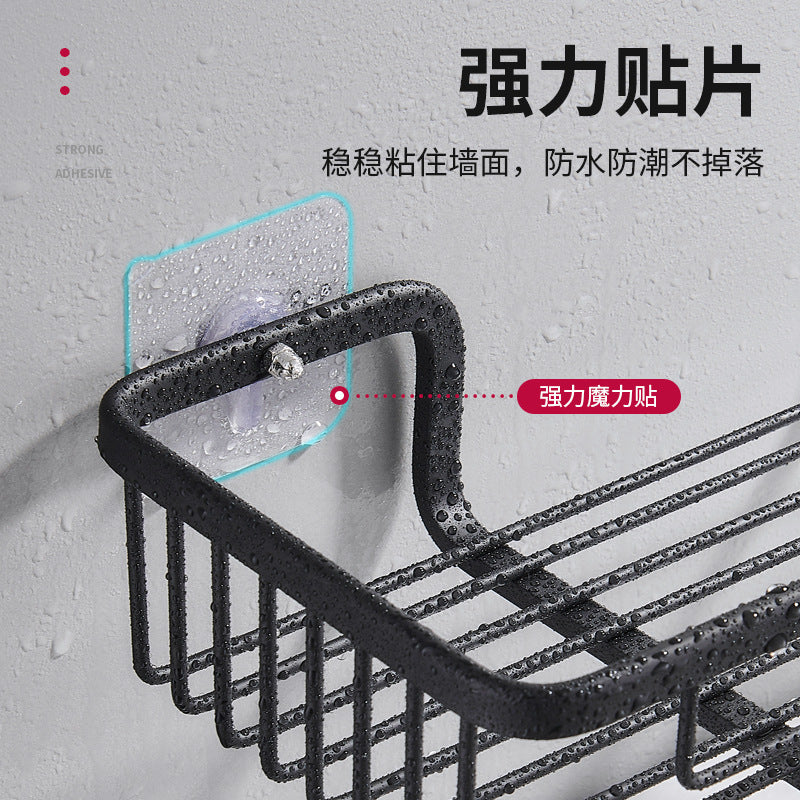 Space aluminum bathroom above the toilet rack Toilet toilet toilet suction cup wall hanging No punching storage