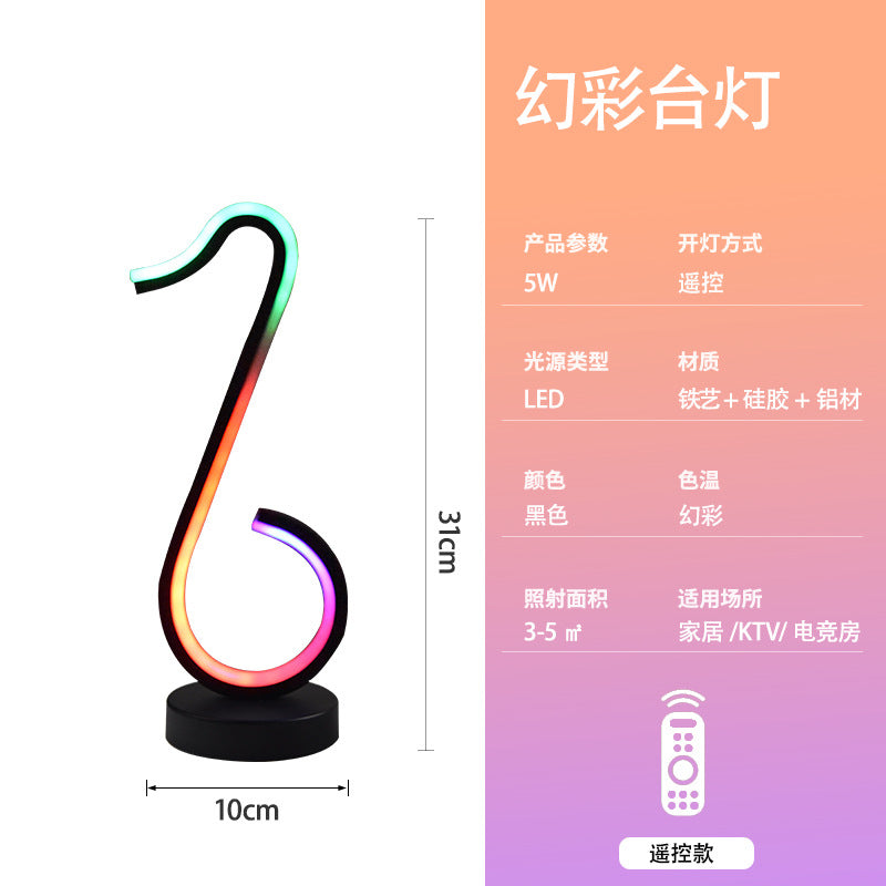 Art deco table lamp - modern minimalist ambient rgb light - bedroom bedside desk creative iridescent smart night light