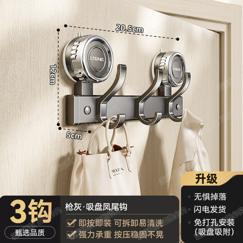 Strong suction cup, hanging hanger behind the door, hook, household non-punching wall rack, entering the door and porch, clothes storage rack