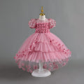 New arrival: lace petal children's formal dress - princess wedding gown with train for little girls