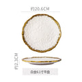 White 8inch plate-gold