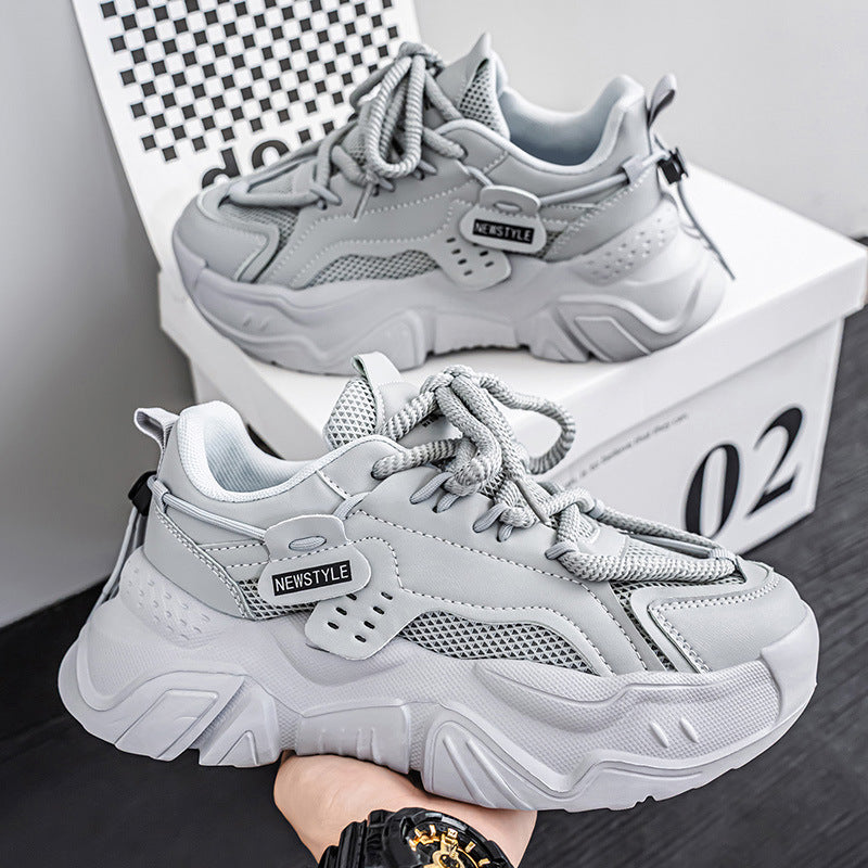 Men's shoes 2025 new winter trendy men's thick-soled sports hot-selling mesh breathable casual dad shoes
