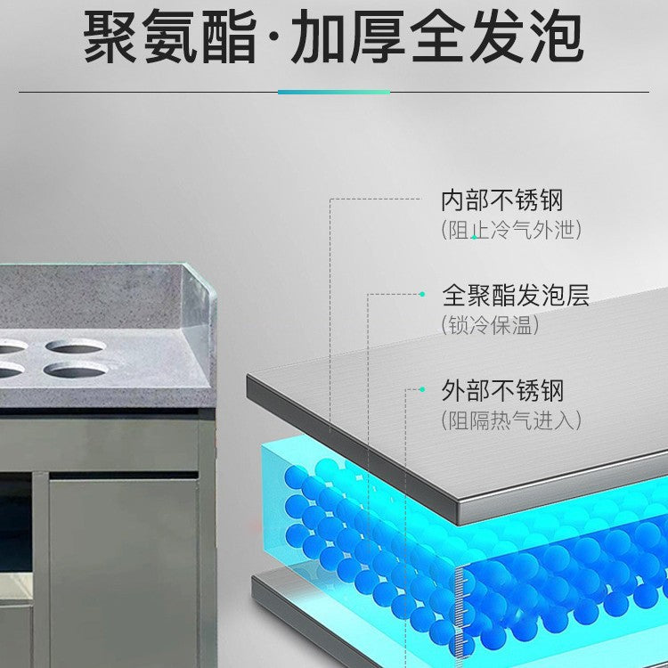 Commercial hot pot restaurant seasoning table, barbecue restaurant dipping table, haidilao disinfection and refrigeration small material table, fruit cold dish table