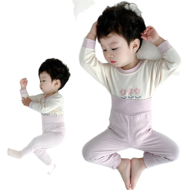 Kids high waist belly protector pure cotton belly protector all year round belly-proof intimatessuit autumn clothes and long trousers infant separates bottom