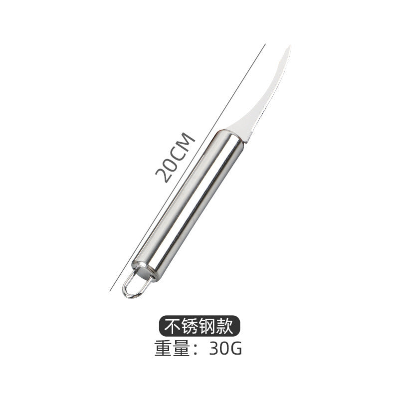 Stainless steel shrimp deveiner - portable kitchen tool for peeling, back opening, and vein removal