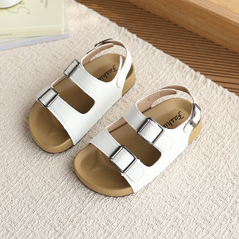 Kids' open-toe sandals: boys' non-slip breathable platform beach shoes, girls' summer double-buckle comfortable versatile casual shoes