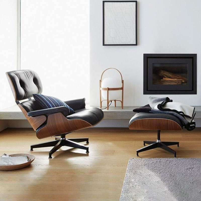Eames single sofa lounge chair creative designer hotel genuine leather balcony lazy chair living room study sofa chair