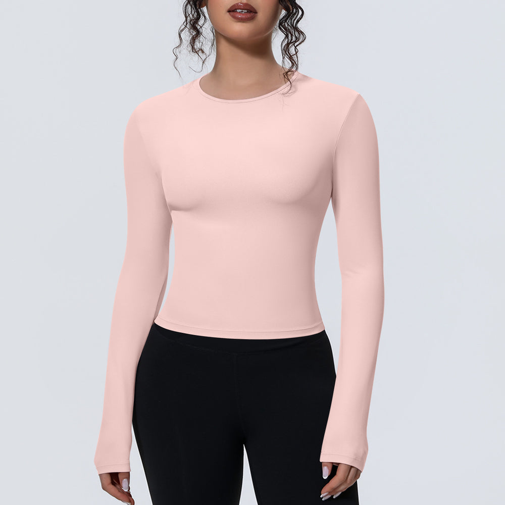new arrival sports nude waist silmlong sleeves breathable yoga clothes t-shirt running training fitness tops for women