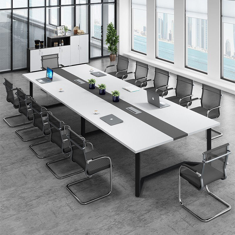 Conference table - modern minimalist office furniture for staff training, meetings, and reception - long table and chair set