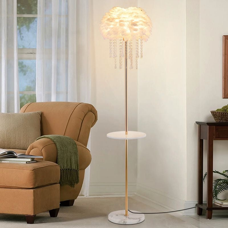Coffee table 2 feather crystal lamp atmosphere decorative lamp popular xiaohongshu living room sofa bedroom bedside lamp romantic lamp
