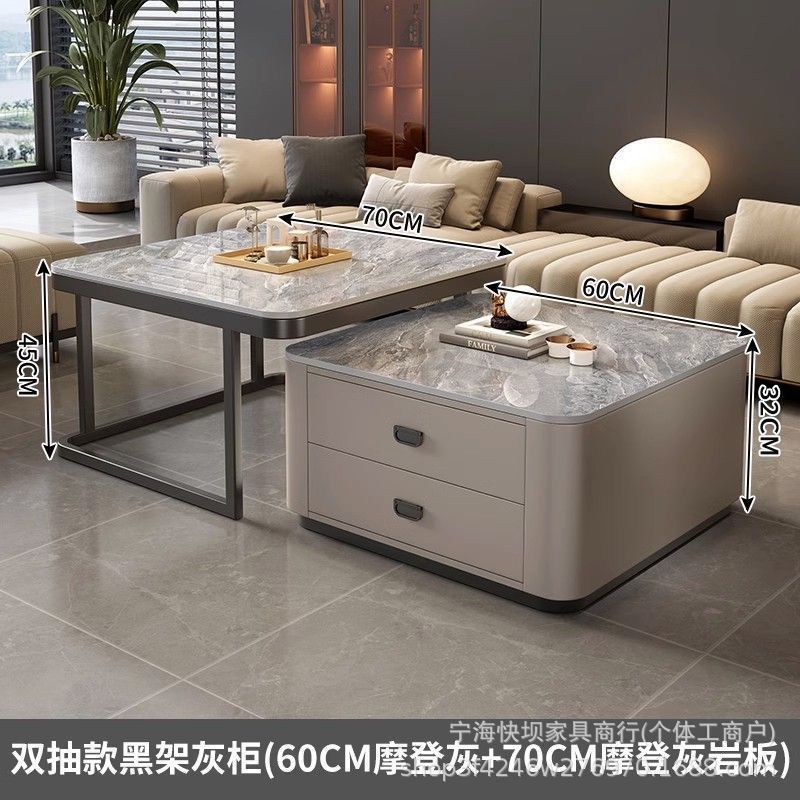 Rock slab coffee table accessible luxury modern casual square small apartment popular living room for home glass new arrival marble table