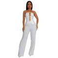 C7367 cross-border   fashion women's sexy bandeau gold buckle wrap-around arm pants two-piece set