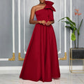 D3322 european and american women's clothing cross-border  new one-shoulder big bow sexy long gown african dress