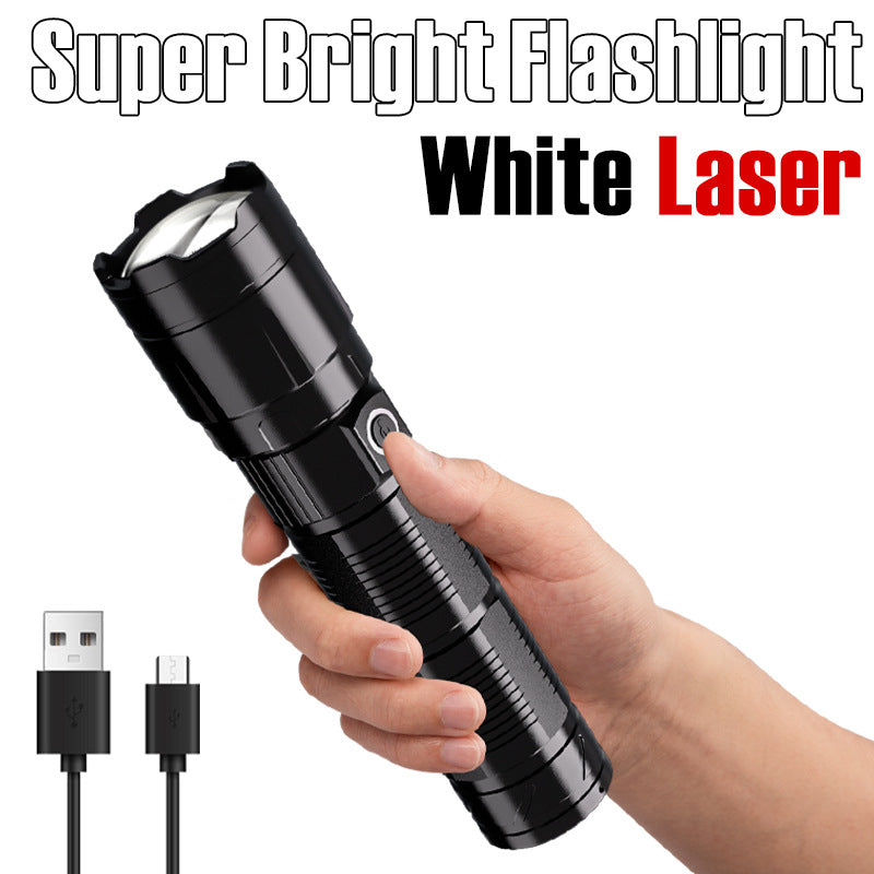 Cross-border long-range laser gun outdoor charging emergency light laser flashlight patrol zoom portable strong light flashlight