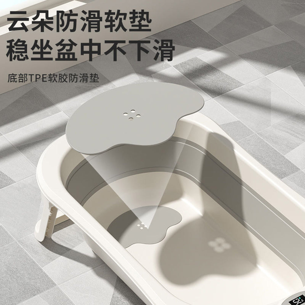 Touchscreen temperature control baby bathtub - foldable infant bathtub for toddlers, sit & lie down bathtub, home bath tub for children, newborn essentials