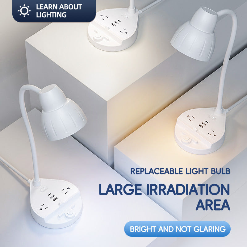 American-style study desk lamp power strip with ul certification, us standard power strip, and usb ports