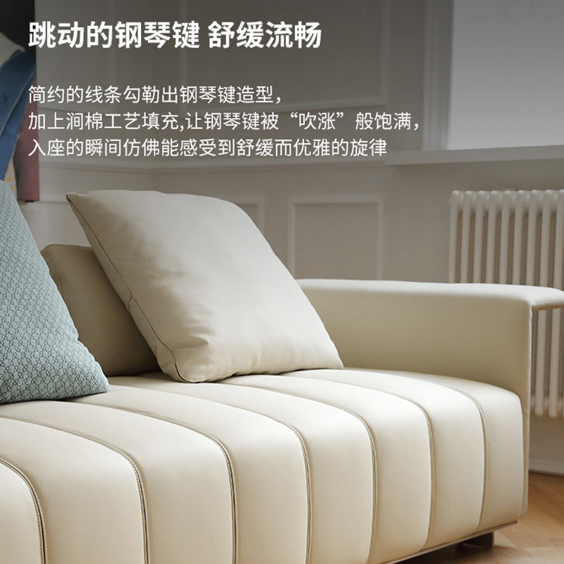 Italian minimalist piano key genuine leather sofa modern casual large apartment house living room combination napa cowhide sofa