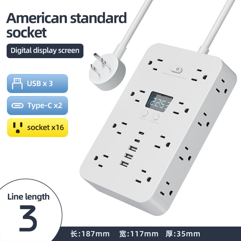 Amazon's new us standard usb multi-hole pd fast charging power strip with bilateral bypass socket strip extension power strip