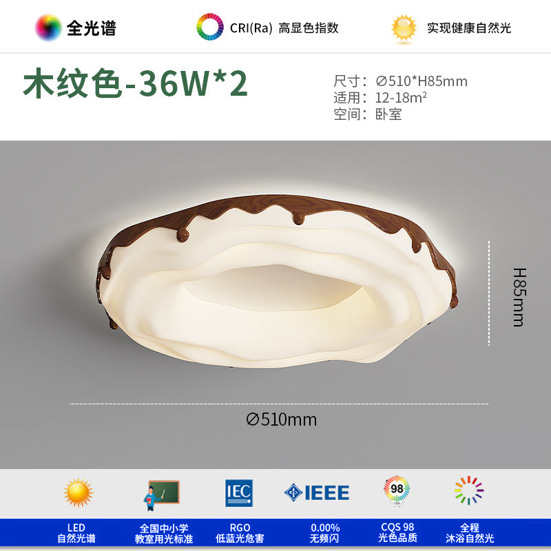 Medieval style walnut pattern retro master bedroom ceiling light creative cookie donut eye protection book room lighting decoration