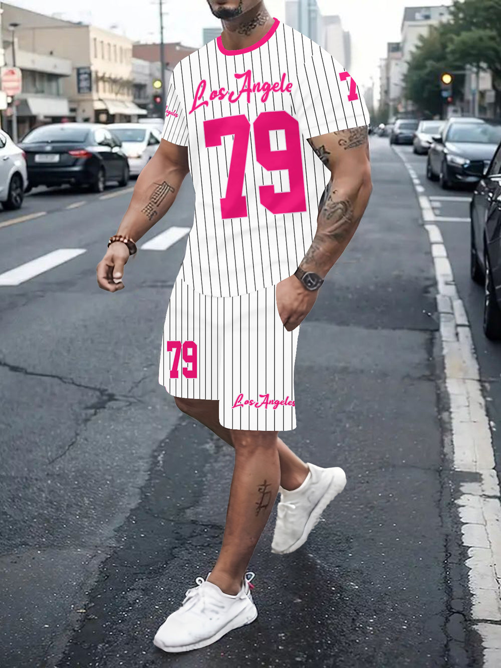 Men's casual sports set - short sleeve & shorts - summer hot seller - cross-border fashion - two-piece leisure outfit