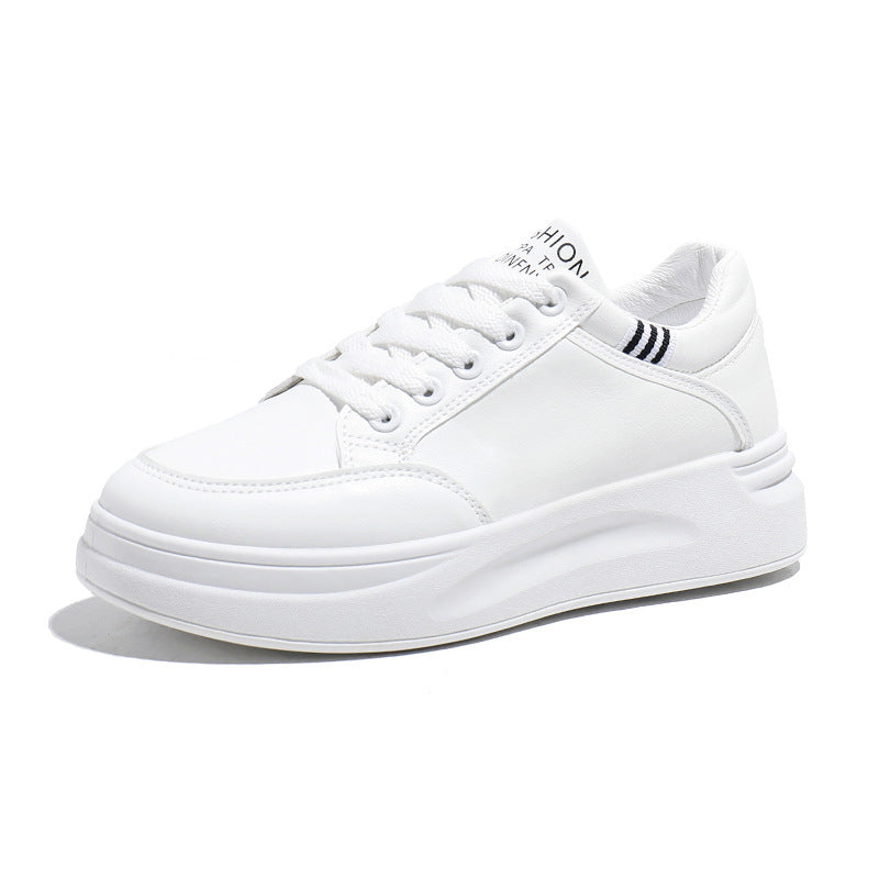 Women's shoes 2025 new spring autumthick sole leather surface platform shoes petiteseasiest for matchcasualeasiest for matchplatform shoes white shoes women