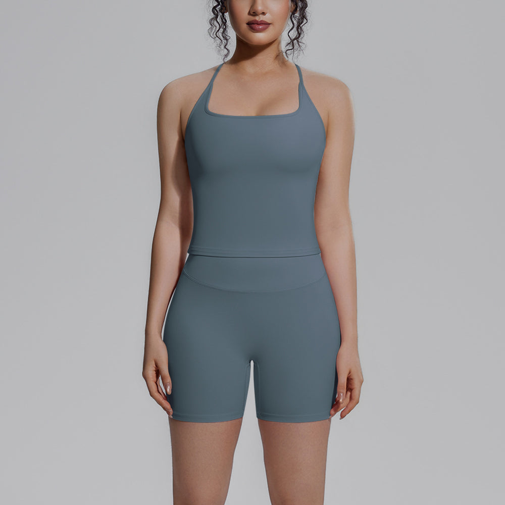 New nude feel racerback compression workout set - high waist, butt-lifting pilates & yoga activewear set