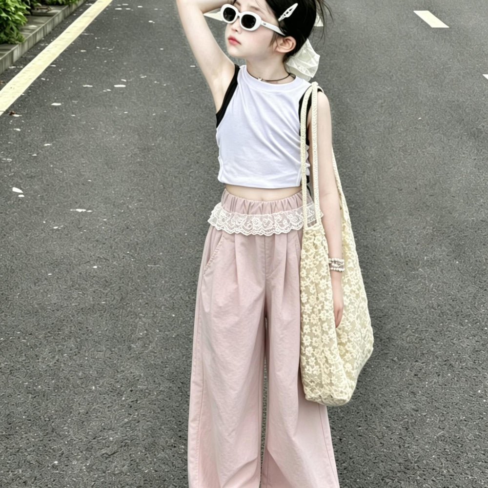[nai fu butt curtain pants] girls summer thin quick-drying wide-leg workwear pants fashioneasiest for matchcasualpants