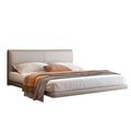Italian normcore genuine leather suspended bed master bedroom double bed modern casual sensor light thin bedside suspended bed