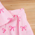 Girls' bowknot striped outfit - pink suspender shorts two-piece set - sweet summer outfit for baby girls