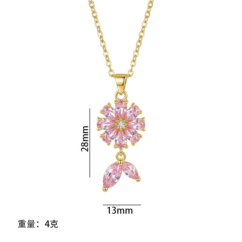 Popular internet celebrity fashion inlaid zirconium necklace for women accessible luxuryniche styleeasiest for matchelegant copper gold-plated non-fading clavicle chain jewelry