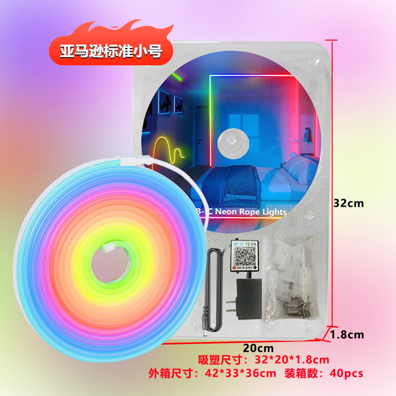 Bluetooth voice-activated magic neon light DIY horse racing water atmosphere light rgb silicone light strip 30 meters  spot