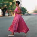 European and american women's clothing  autumn new collection: sweet and fresh sleeveless a-line maxi dress with cinched waist for a slimming silhouette