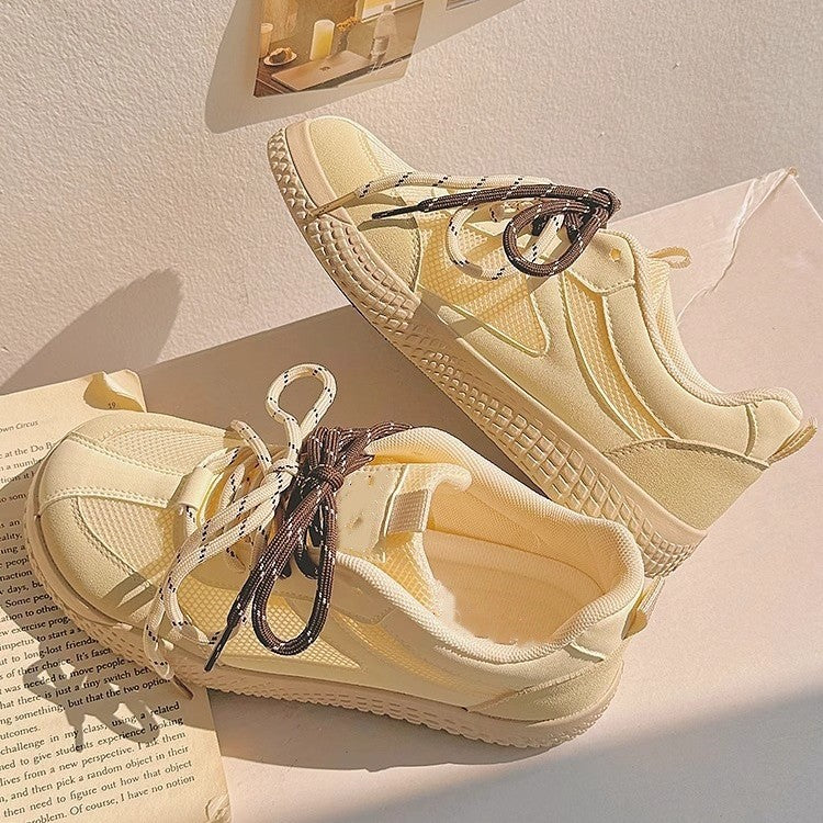 Summer women's bread shoes breathable mesh platform sneakers white shoes versatile with skirts athletic board shoes