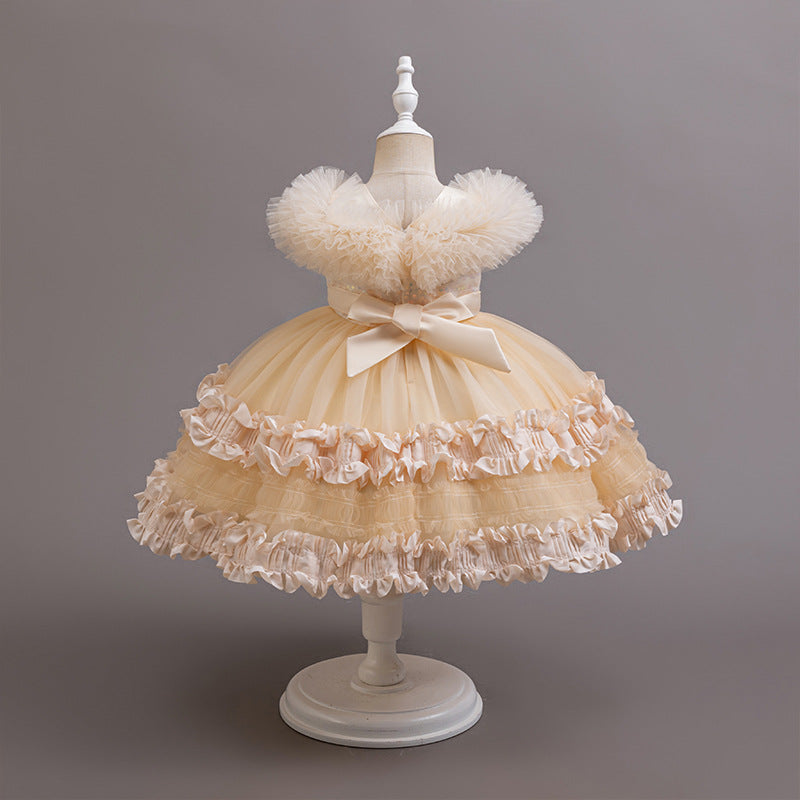 Girls' summer formal dress - european & american style flower girl wedding dress, princess tutu, children's host, piano performance dress