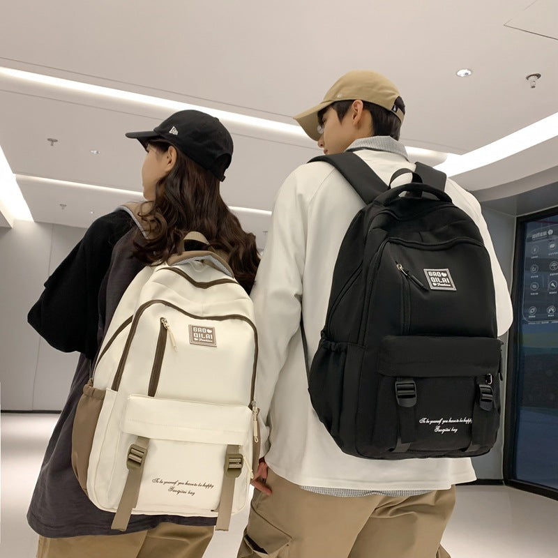 Backpack New wholesale students Junior high school students Large capacity Japanese and Korean version schoolbag Trendy fashion backpack Double shoulder