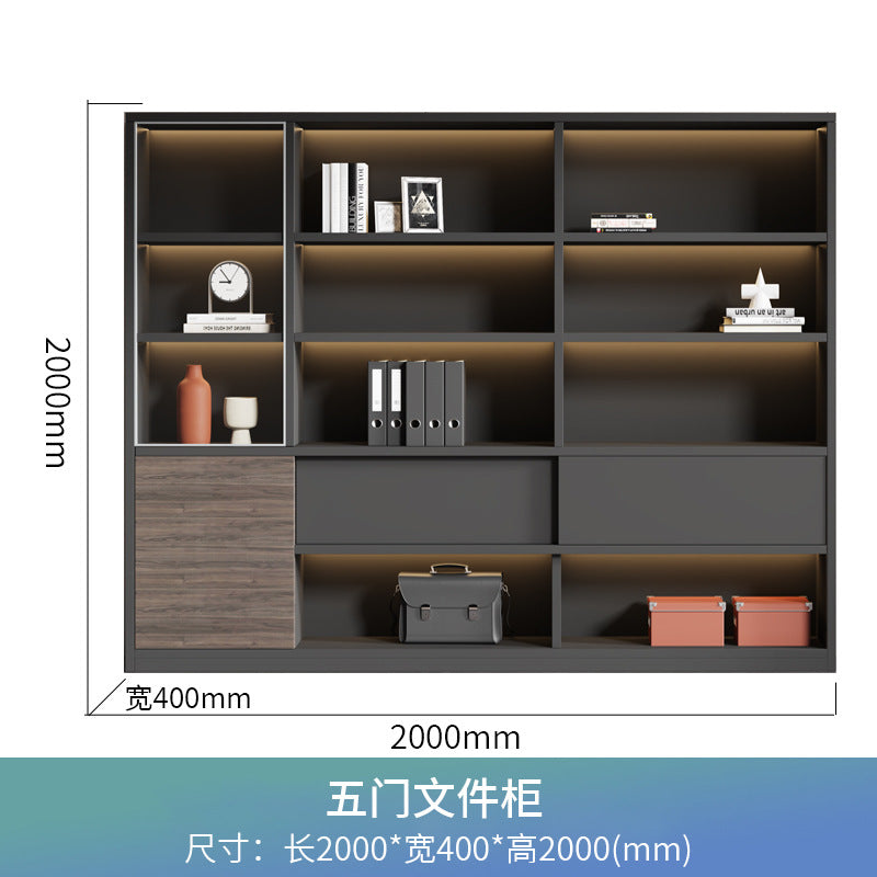 Wooden office file cabinet, executive bookcase, background cabinet, document storage cabinet, minimalist modern glass door cabinet