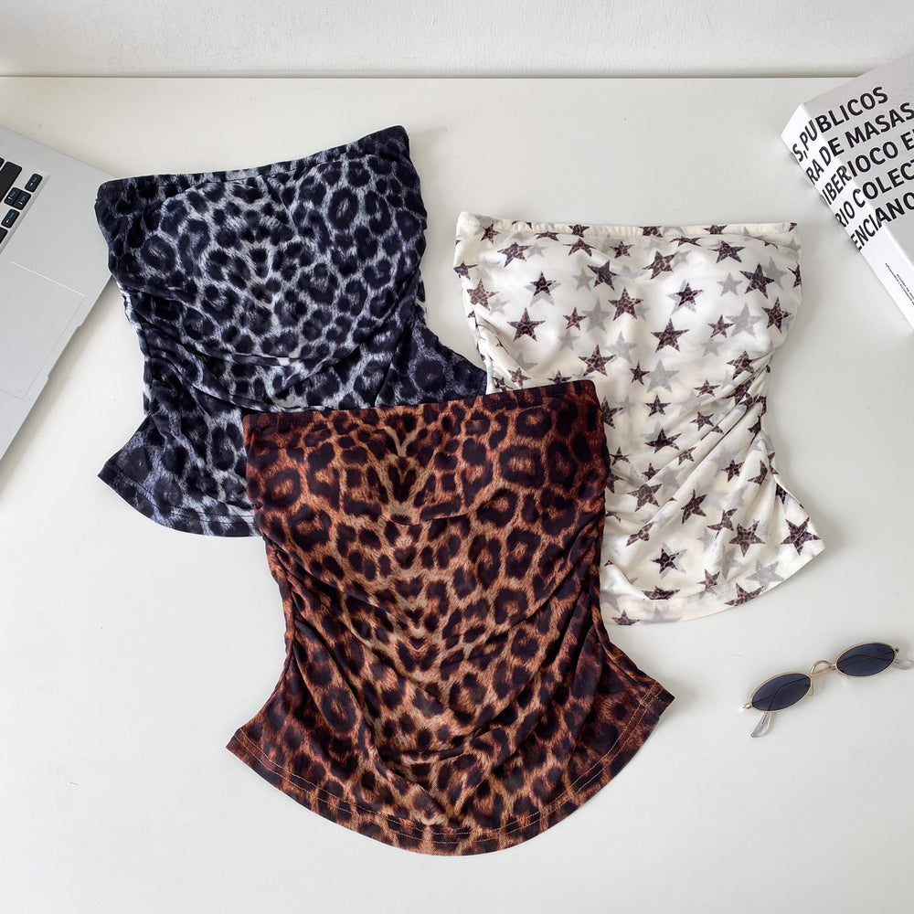 Wild leopard print star printing camisole women's summer silmslimming look waist work clothingeleganttops
