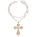 Wholesale oversized cross necklaces - european & american style, statement jewelry with pearl accents, punk cool, high-end women's necklaces